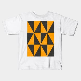 Geometric Triangle Pattern - Yellow, Grey Concrete Kids T-Shirt